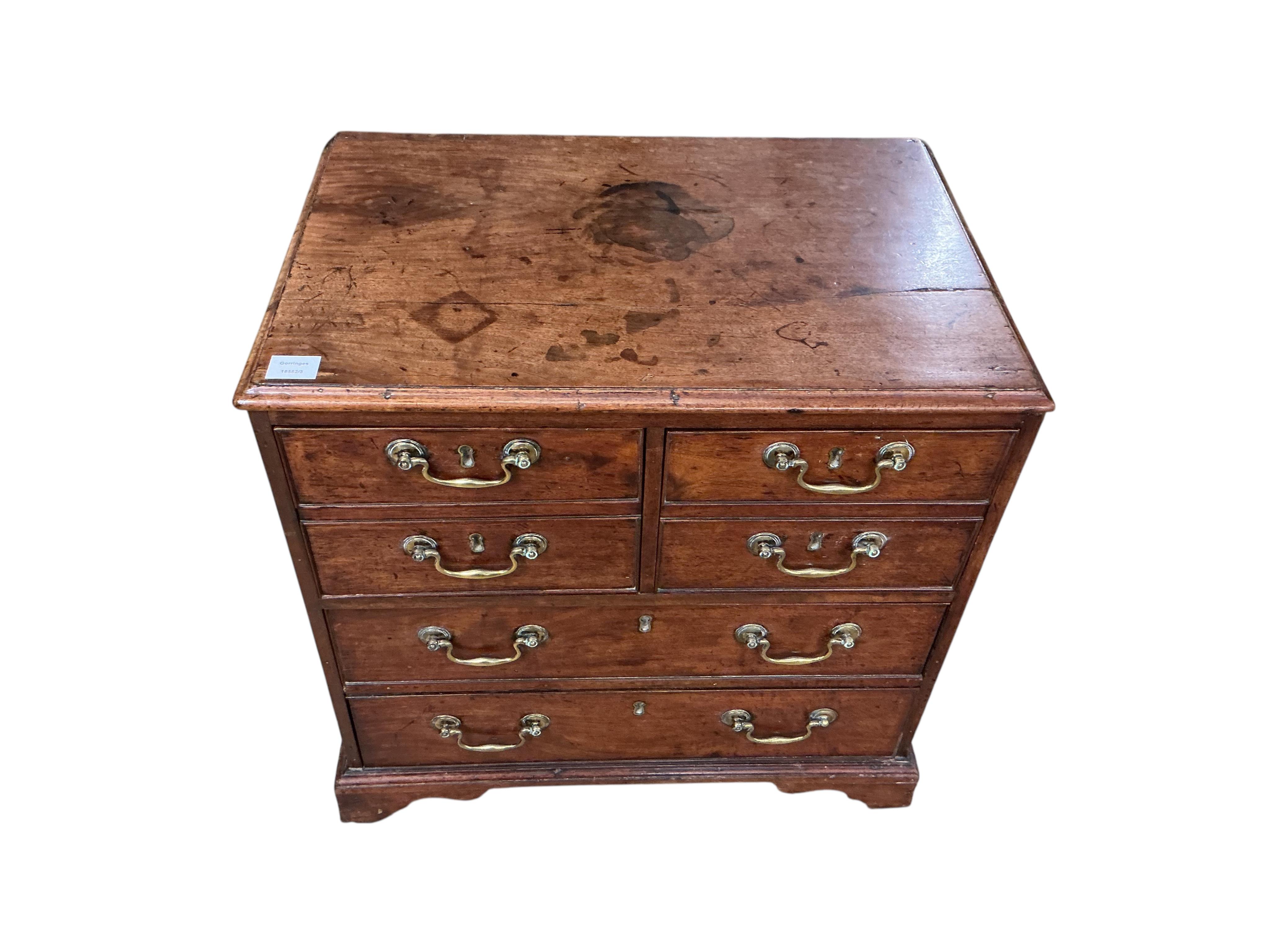 A small George III mahogany chest of four drawers, width 69cm, depth 46cm, height 68cm